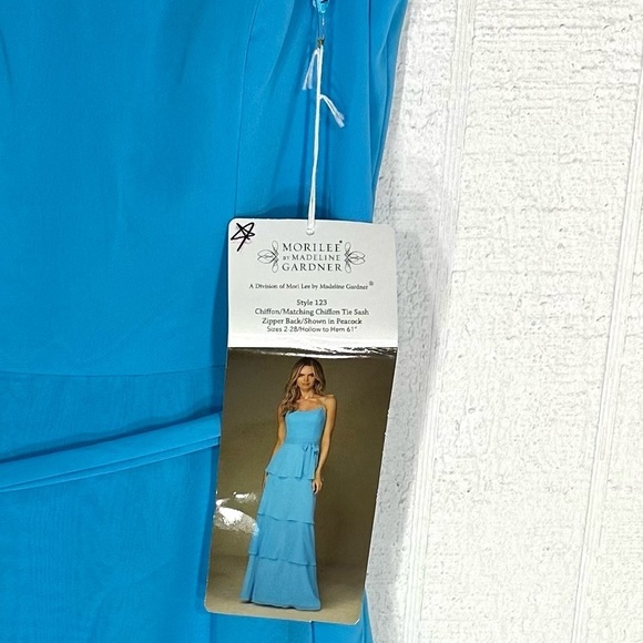NWT Mori Lee chiffon ruffle formal maxi dress in periwinkle size 10, Never Worn - Picture 8 of 12